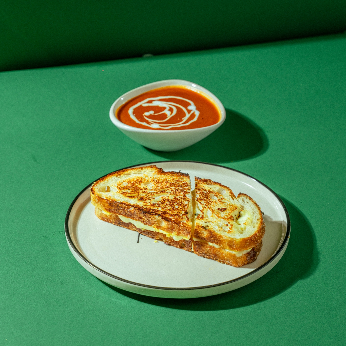 Grilled cheese sandwich with tomato soup
